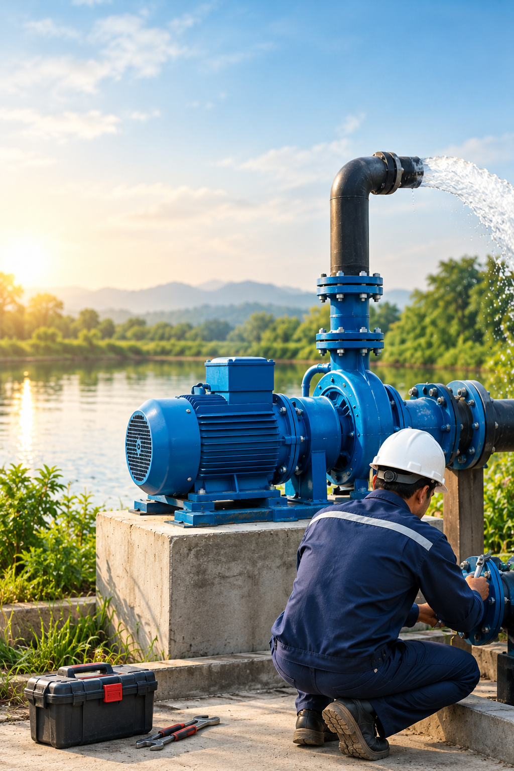 Water pump installation and industrial pumping equipment